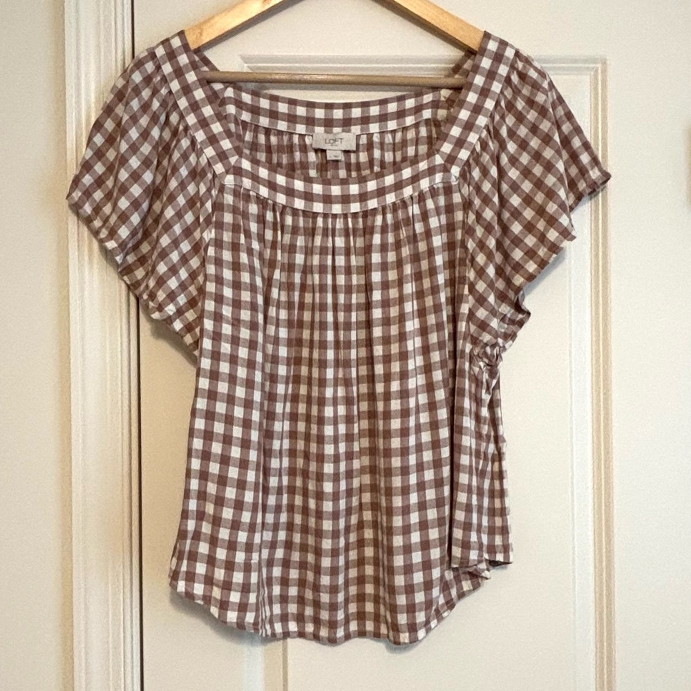 Gently Worn - Brown & White Gingham Top